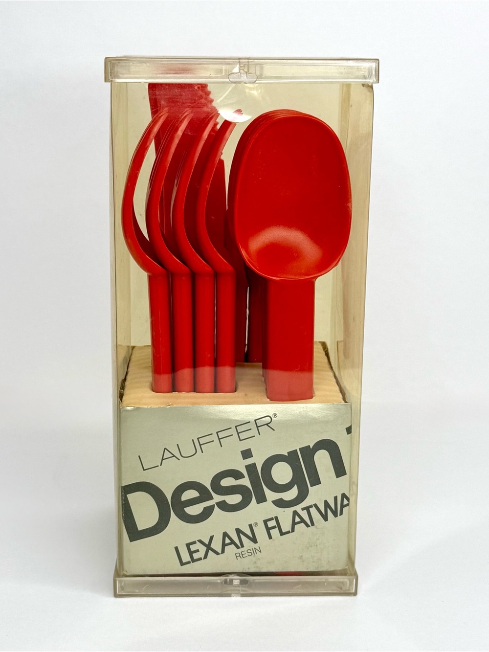 VTG Lauffer Design 10 Lexan Resin Red Flatware NIB 16 Piece Set DON WALLANCE MCM - Picture 2 of 8